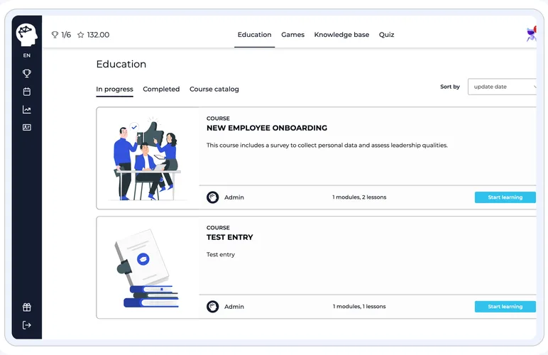 SmartExpert LMS learner dashboard